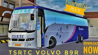 TSRTC GARUDA PLUS LIVERY FOR VOLVO B9R BUS MOD  BUSSID [upl. by Huxham972]