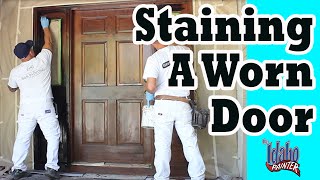 STAINING A DOOR How to refinish a door Door glazing tips [upl. by Bjork540]