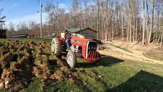 How To Adjust Turn Plows with a long evening of plowing and tilling Massey Ferguson 245 [upl. by Leandre]