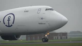 Atlas Air KUEHNENAGEL B7478 Landing Schiphol [upl. by Jemmy]