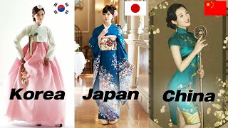 Chinese Japanese Korean Traditional Costume Difference [upl. by Phip939]