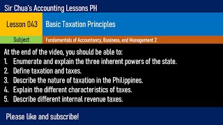 FABM2 Lesson 043  Basic Taxation Principles Tagalog [upl. by Elden]