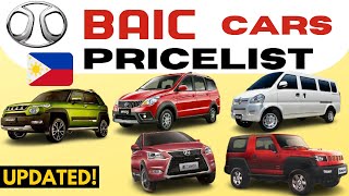 BAIC Price List Philippines  Cars TRUCKS amp Vans  Brand New amp Second Hand  2021 Updated [upl. by Starla]