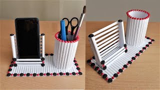 Kağıttan Masaüstü Kalemlik ve Telefon Tutacağı Nasıl Yapılır  Paper Pen Holder [upl. by Pegma885]