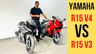 Yamaha R15 V4 Vs R15 V3  Most Detailed Comparison [upl. by Ezar]