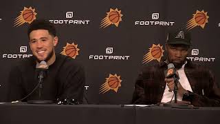 Kevin Durant amp Devin Booker talk Suns win Beal Injury Postgame Interview 🎤 [upl. by Smukler310]