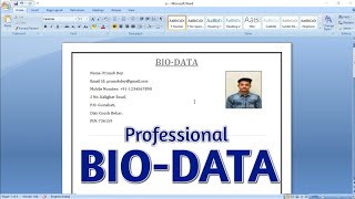 BIODATA in Microsoft Word  Resume for Job Application in Microsoft Word [upl. by Nnyleve]