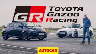 New Toyota GR Yaris v Nissan GTR Nismo review  Ontrack giant killing  Autocar [upl. by Aceissej724]