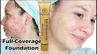 😲 FOUNDATION THAT CAN COVER ACNE  Dermacol Foundation [upl. by Ilrebmik]