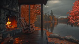 Lakeside Cozy Home Ambience Thunderstorm Rain Sounds amp Crackling Fireplace for Instant Sleep [upl. by Bowler]