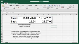 Tarih ve Saat yazma  Kısayol ve Formül   Microsoft Excel [upl. by Ateval]