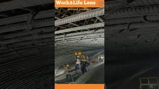 Construction workers reinforce tunnel framework with steel rebars for strength and stability [upl. by Larisa]