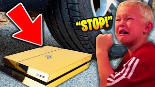 dad crushes PS4 with CAR over fortnite BIG MISTAKE [upl. by Brinn]