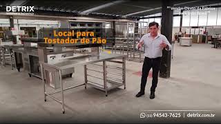 MESA CONDIMENTADORA  Mesa de montar hambúrguer e lanches com pista de quente e condimentadora [upl. by Anen712]