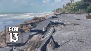 Hurricane Idalia leaves road to Manasota Key in pieces [upl. by Aihsened]