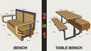 HOW TO MAKE A FOLDING TABLE BENCH WITH VERSATILE STORAGE BOXES STEEL AND WOOD STEP BY STEP [upl. by Shannah]