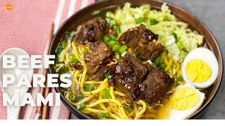 BEEF PARES MAMI  BEEF BRISKET NOODLE SOUP RECIPE  GET COOKIN [upl. by Ennair]