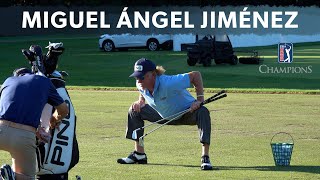 The most unique stretching routine in golf Miguel Angel Jimenez [upl. by Einaj]