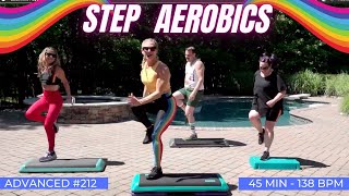 45 Minute Advanced STEP AEROBICS BY THE POOL 138 BPM CDornerFitness 212 [upl. by Zealand831]