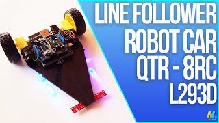 Line Following  Tracking Robot Car Arduino and QTR8 Sensor [upl. by Tiphanie42]