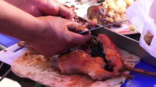 Street Food in Peru Cusco  Roasted Guinea Pig [upl. by Kailey]