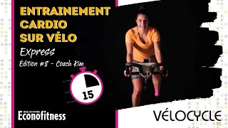 Entrainement CARDIO EXPRESS sur VÉLO  15 Minutes  VELOCYCLE Édition 8 Coach Kim [upl. by Pitchford814]