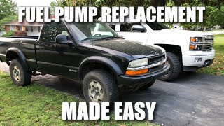 How to Replace Fuel Pump 1998  2003 Chevy S10 GMC Sonoma Easiest Method [upl. by Enelrak529]