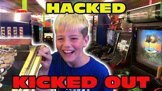 Kid Temper Tantrum Hacking Arcade Machines  BUSTED  Gets Kicked Out [upl. by Yknip]