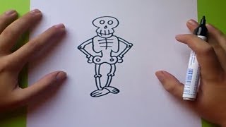 Como dibujar un esqueleto paso a paso  How to draw a skeleton [upl. by Jilli560]