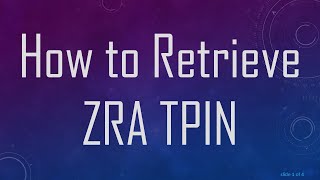 How to Retrieve ZRA TPIN [upl. by Had]