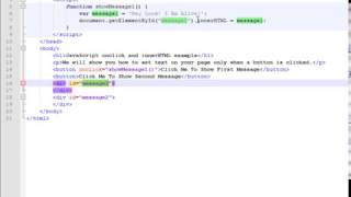 JavaScript onclick and innerHTML Tutorial [upl. by Enined839]