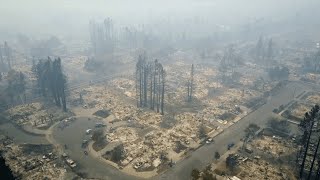 Drone footage shows devastation caused by California fire [upl. by Erapsag]