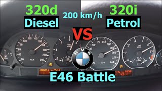 Acceleration Battle  BMW 320Ci vs BMW 320d  E46 LCi vs E46 LCi [upl. by Schafer469]