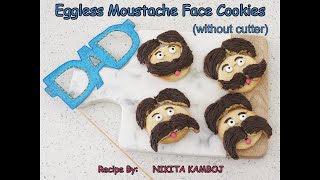 Fathers Day cookies  Eggless Moustache Face Cookies recipe [upl. by Mill]