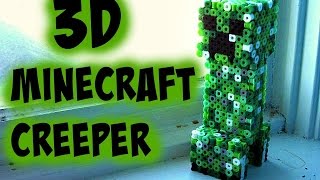 3D Perler Bead Minecraft Creeper Figure FULL TUTORIAL [upl. by Inafit406]