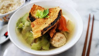 苦瓜素鱼片汤  素食不含五辛  Bitter Gourd Vegetarian Sliced Fish Soup [upl. by Sudnak685]