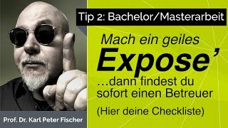 Tip 2 Bachelorarbeit Masterarbeit Checkliste Expose [upl. by Munro]