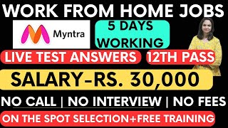 Myntra HiringLive testWork From Home Jobs12th PassNo InterviewOnline jobs2024 [upl. by Pattison]