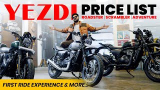 2022 All Yezdi Bike On Road Price List🔥 Scrambler Roadking amp Adventure 💥 Walkaround Detailed Review [upl. by Nrubliw581]