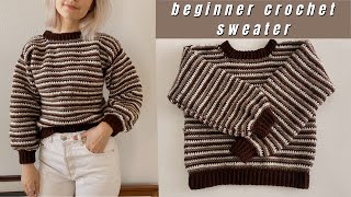 Learn how to make this crochet sweater as a beginner [upl. by Enaitsirk107]