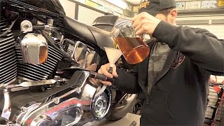 Delboys Garage Harley Softail Service 2 Primary Oil Change [upl. by Analeh]