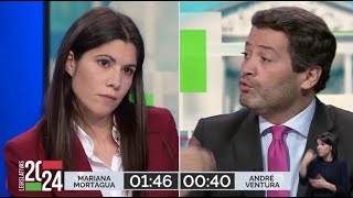 Debate  BE vs Chega  Mariana Mortágua vs André Ventura  Legislativas 2024 [upl. by Nyrhtak]