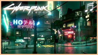 CYBERPUNK 2077 Ambience  Rain  Busy Streets 1 HOUR Ambient Soundtrack [upl. by Justis]