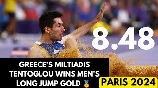 Greeces Miltiadis Tentoglou wins mens long jump gold [upl. by Filippa7]