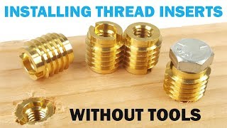 Installing Threaded Inserts in Wood Without Special Tools  Quick Tips [upl. by Aneekan436]