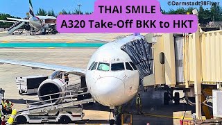 THAI Smile A320 TakeOff Phuket to Bangkok Business Class [upl. by Nikral]