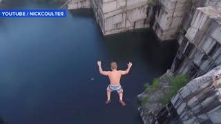 Daredevils Dive From Cliffs Into Water Below [upl. by Silin]