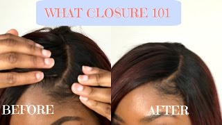 HOW TO LAY YOUR CLOSURE FOR BEGINNERS No Glue No Concealer [upl. by Gwen]