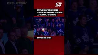 Maple Leafs fans sing American national anthem after microphone malfunctions [upl. by Olzsal771]