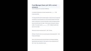 Food Manager Exam all 100 correct answers Texas Food Manager Exam Learn2Serve 360training [upl. by Ariaet]